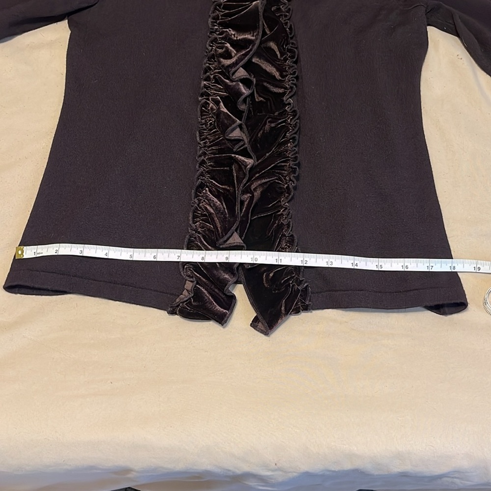 Elementz Women’s evening jacket with built-in top and velvet frill brown size M - Picture 9 of 12